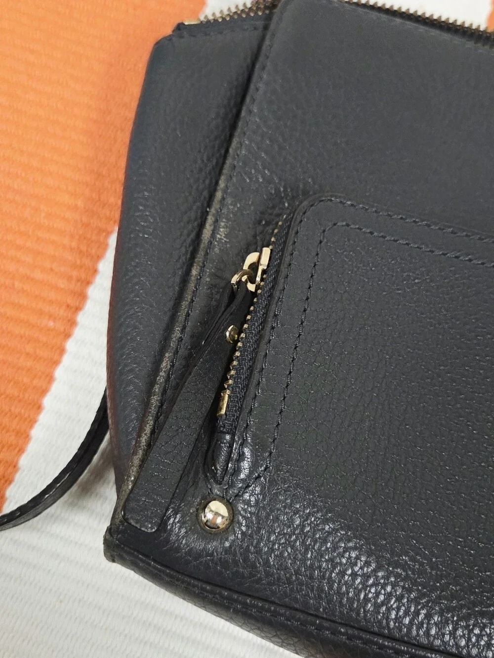 kate spade Black Pebbled Leather Crossbody with Front Zip Pocket
